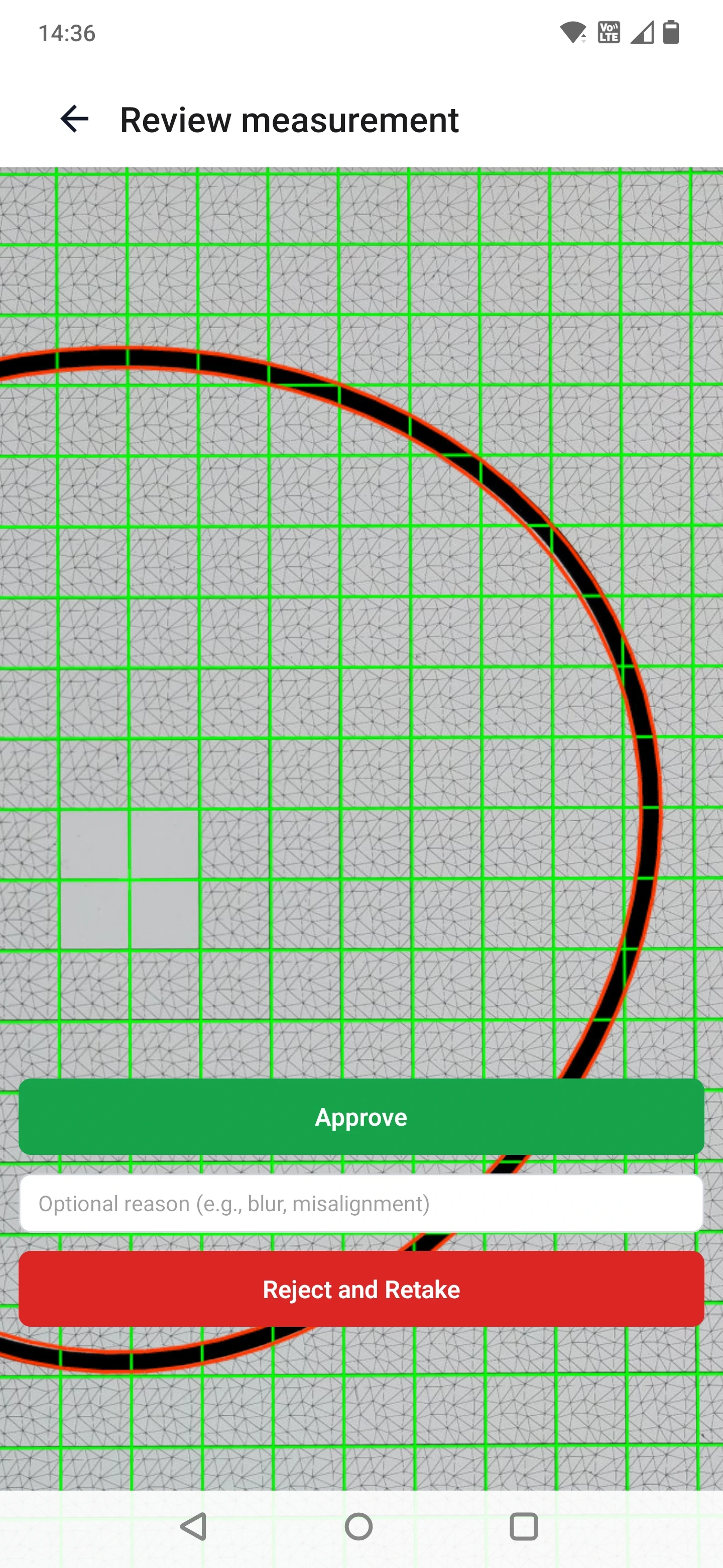 Instant pass/fail against standard sizes O-Ring QC results against standard sizes