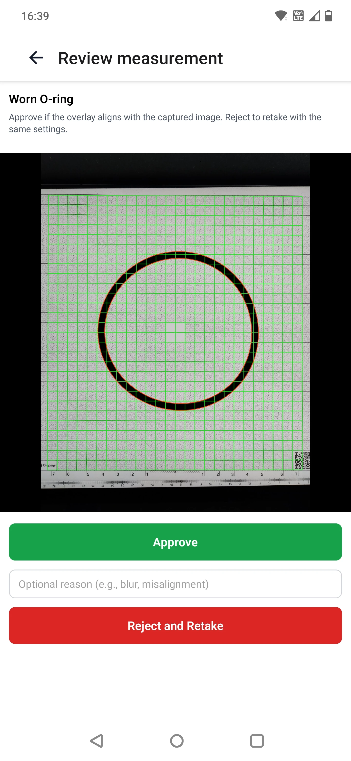 Wear compensation reports the true underlying dimensions of a damaged part Measuring a worn O-Ring with wear compensation